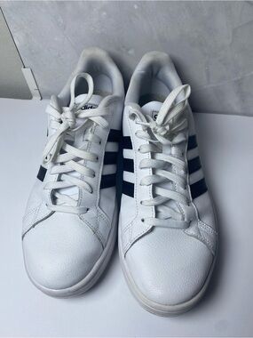 adidas White and Black Low-Top Leather Sneakers